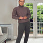 TAUPE BALOON SLEEVE POLONECK QUALITY KNIT JUMPER
