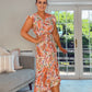 ORANGE PASLEY HIGH/LOW HEM DRESS