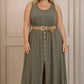 KHAKI BUTTON SUN DRESS with belt