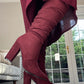 BURGUNDY KNEE HIGH BOOTS