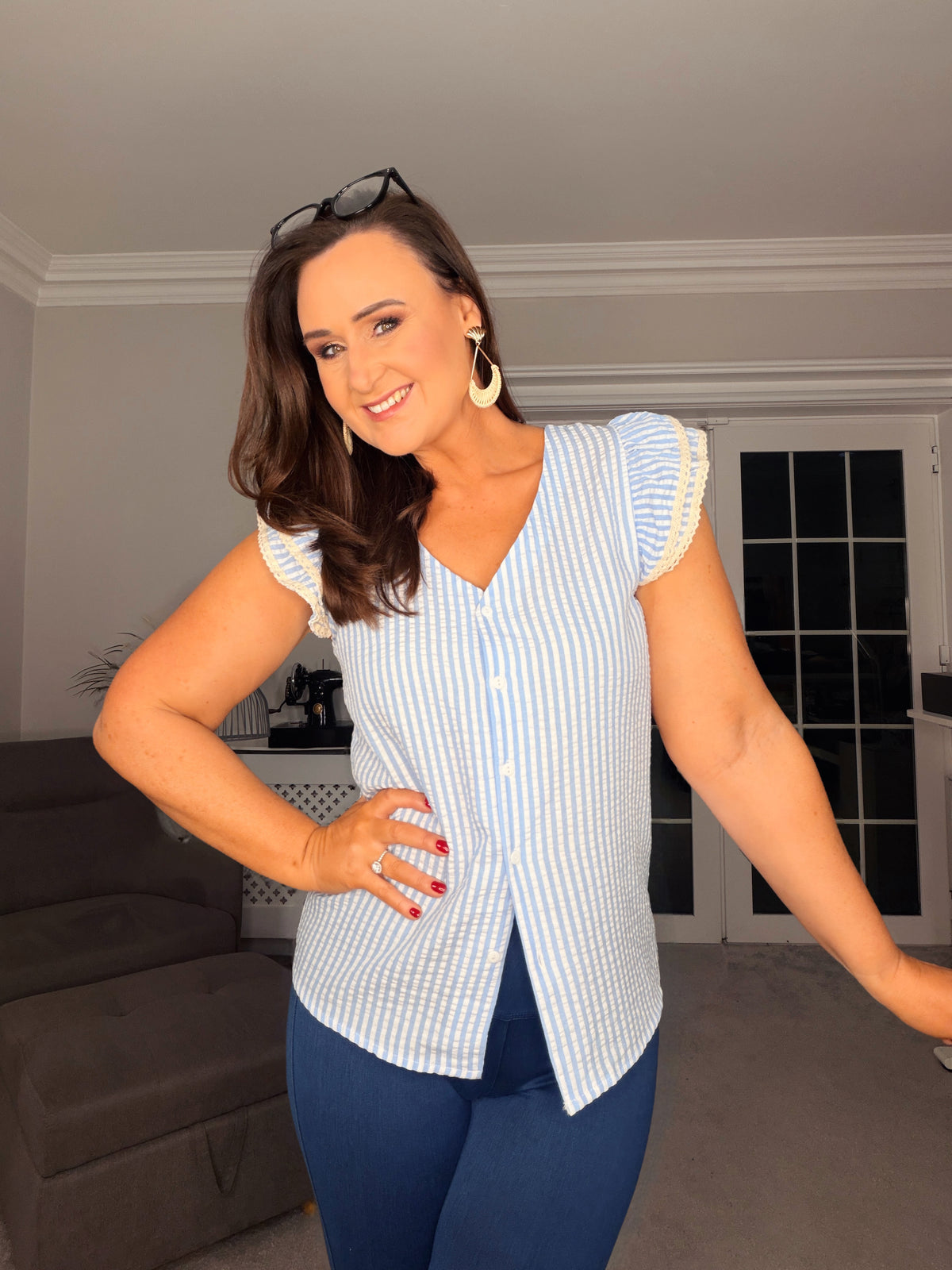 BABY BLUE STRIPE BLOUSE