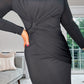 BLACK SPECIAL OCCASION DRAPE MAXI DRESS