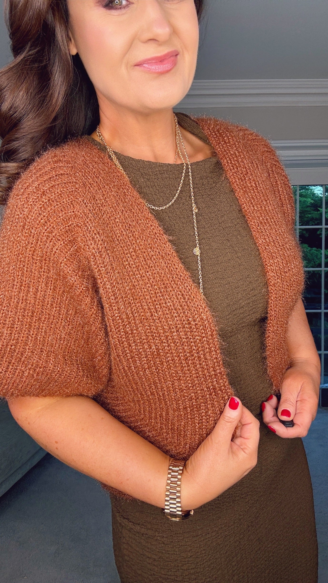 BROWN RELAXED FIT CARDIGAN