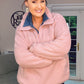 PINK OVERSIZED FLEECE HALF ZIP