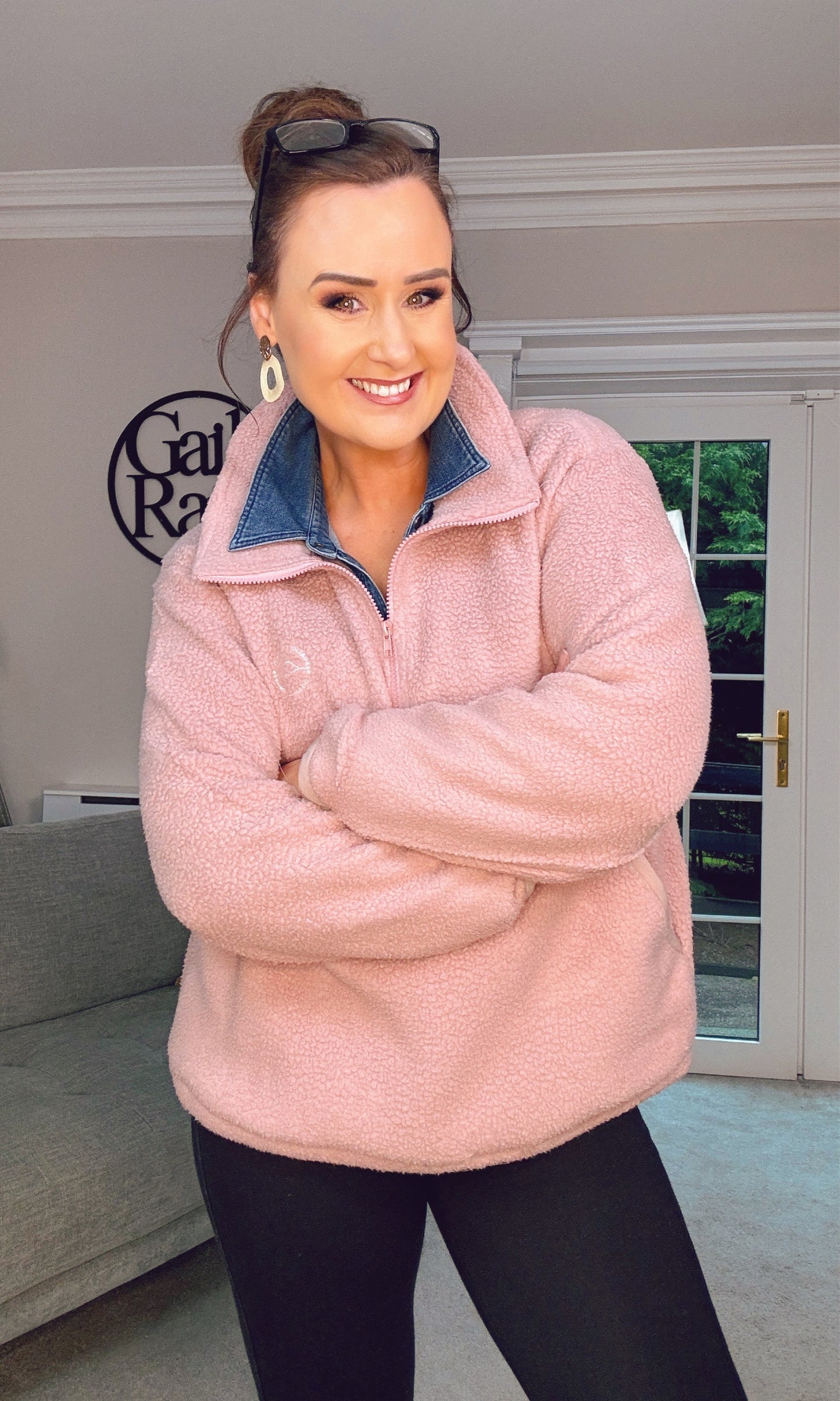 PINK OVERSIZED FLEECE HALF ZIP