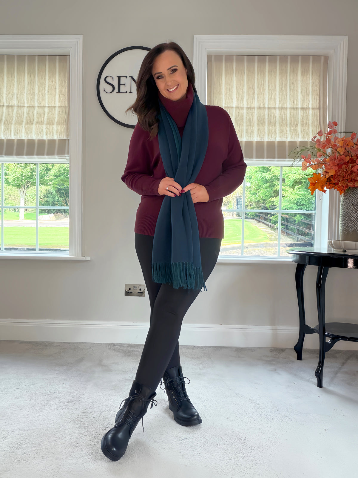 BURGUNDY COWL NECK JUMPER