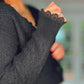 BLACK CARDIGAN with crochet neck detail