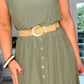 KHAKI BUTTON SUN DRESS with belt