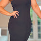 BLACK RIBBED FITTED ROCK DRESS