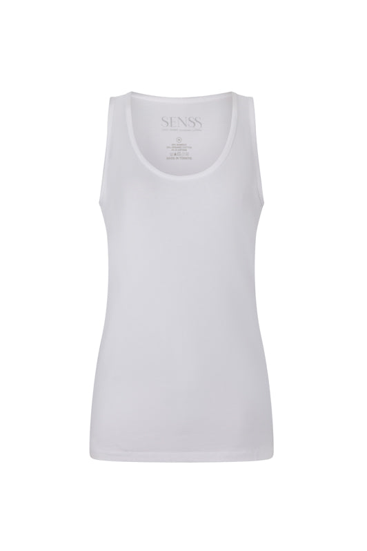 SENSS WHITE PREMIUM BAMBOO VEST TOPS