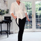 WHITE BUCKLE BELT SHIRT WITH CLEVER TIE WAIST