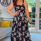 BLACK & GREY LUSA FLORAL SMOCKED MAXI SUMMER DRESS