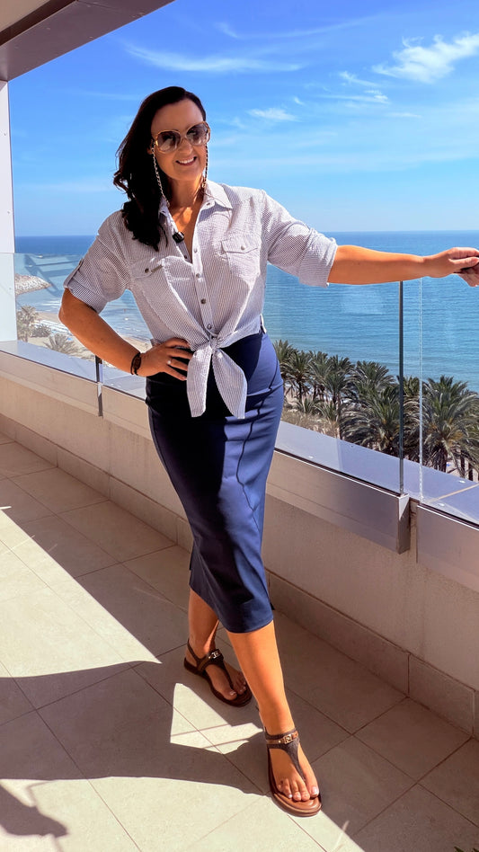 SENSS NAVY MIDI SKIRT "MIDI"