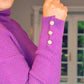 PURPLE CASHMERE MIX POLO NECK with pearl cuff detail