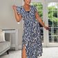 BLUE LEOPARD PRINT MIDI DRESS