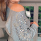 GREY EMBELLISHED JEWEL KNIT