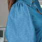 SHORT BALLOON SLEEVE DENIM BLUE SHIRT