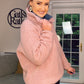 PINK OVERSIZED FLEECE HALF ZIP