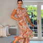 ORANGE PASLEY HIGH/LOW HEM DRESS