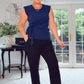 NAVY SIDE TIE DETAILED BLOUSE