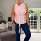 PINK COWL NECK TIE BLOUSE