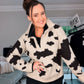 BEIGE ANIMAL PRINT HALF ZIP JUMPER