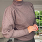 TAUPE BALOON SLEEVE POLONECK QUALITY KNIT JUMPER