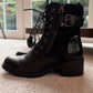 BLACK LACE BOOTS with BLOCK HEEL