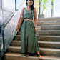 KHAKI BUTTON SUN DRESS with belt