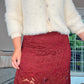BURGUNDY LACE SKIRT with short skirt