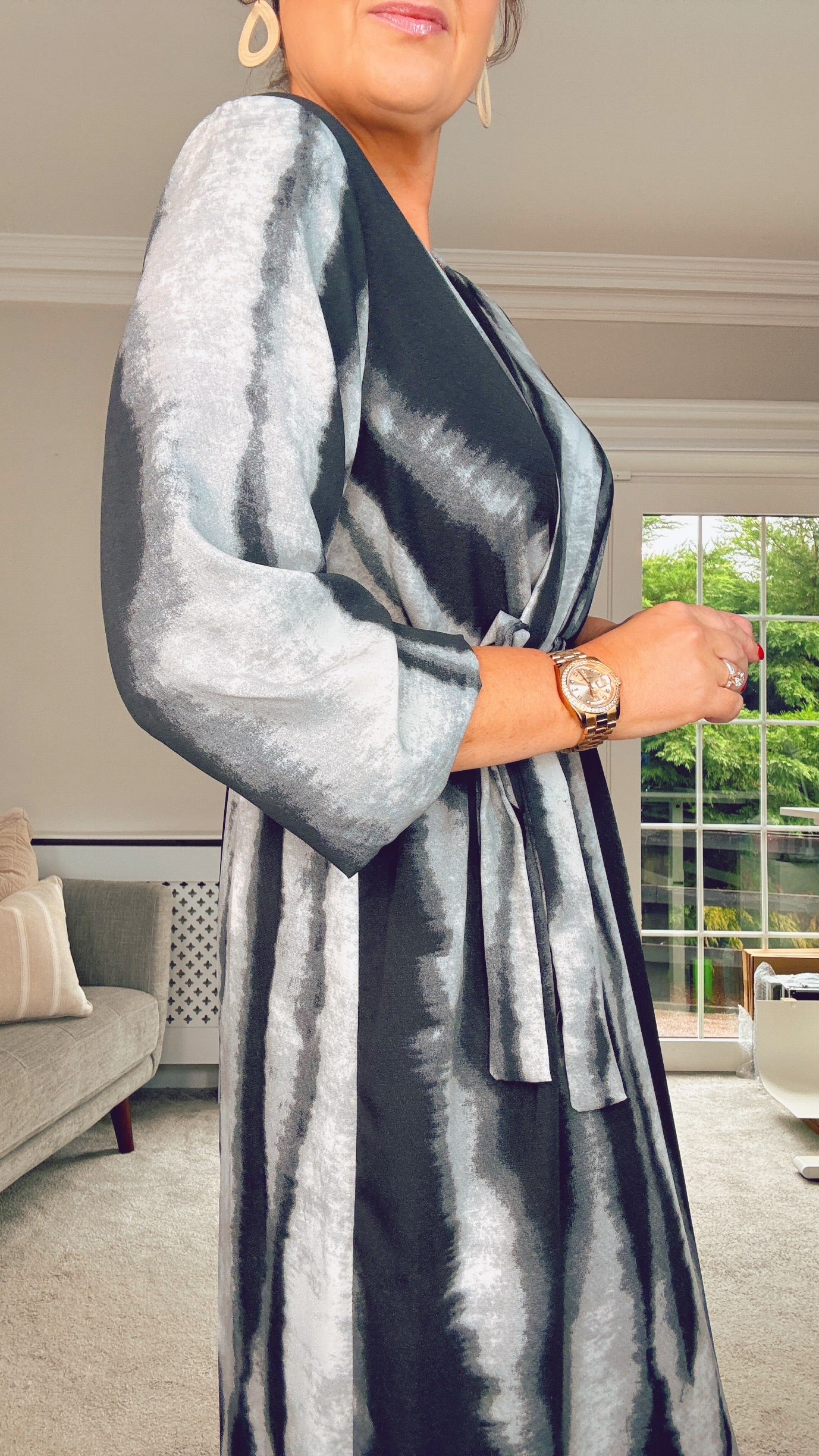 GREY & BLACK CHRISTY MIDI DRESS