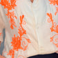 PREMIUM RAYON WHITE BLOUSE with ORANGE EMBROIBERY