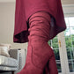 BURGUNDY KNEE HIGH BOOTS