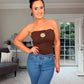 BROWN BARDOT BODYSUIT