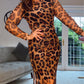 MESH LEOPARD PRINT DRESS