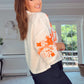 PREMIUM RAYON WHITE BLOUSE with ORANGE EMBROIBERY