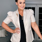 STONE EXAGGERATED SHOULDER SUMMER BLAZER