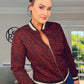 RUST LEOPARD PRINT BOMBER