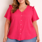 FUCHSIA PINK BELL SLEEVE BLOSUE (CURVE COLLECTION)