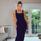 NAVY RIBBED FITTED ROCK DRESS