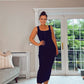 NAVY RIBBED FITTED ROCK DRESS
