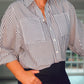NAVY STRIPE OVER SIZED SHIRT