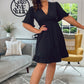 BLACK SMOCK WAIST SHORT FRILL DRESS