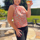 BLUE AND ORANGE LEOPARD PRINT TOP