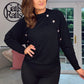 BLACK BUTTON BATWING KNIT JUMPER