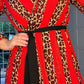 Red and Leopard stripe Print Dress