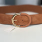 TAN Two Tone Gold Buckle Stretch belt