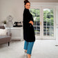 BLACK MID LENGTH KNIT COATIGAN