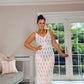 WHITE CROCHET MIDI SUN DRESS