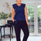 NAVY SIDE TIE DETAILED BLOUSE